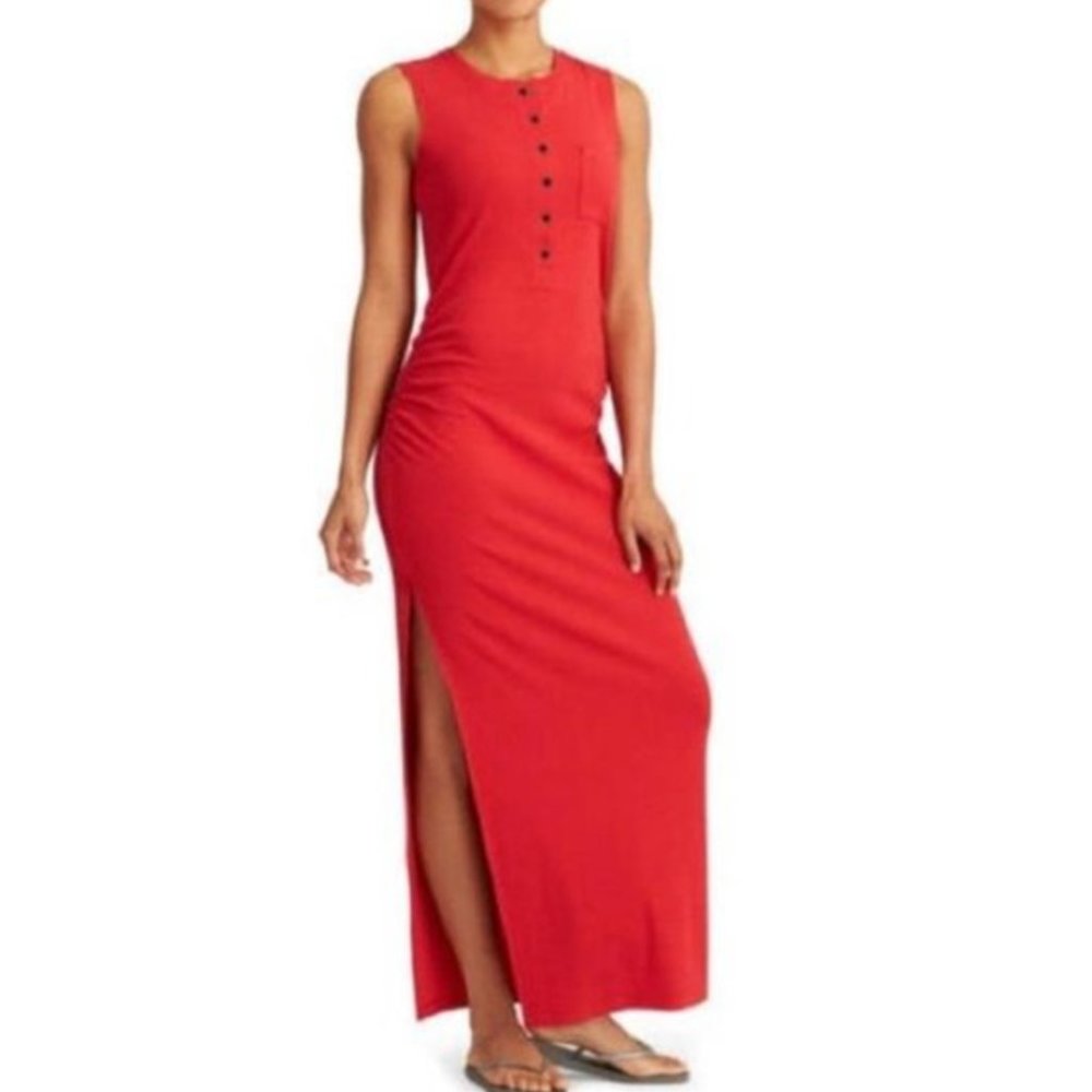 Athleta Rib Henley Maxi Dress